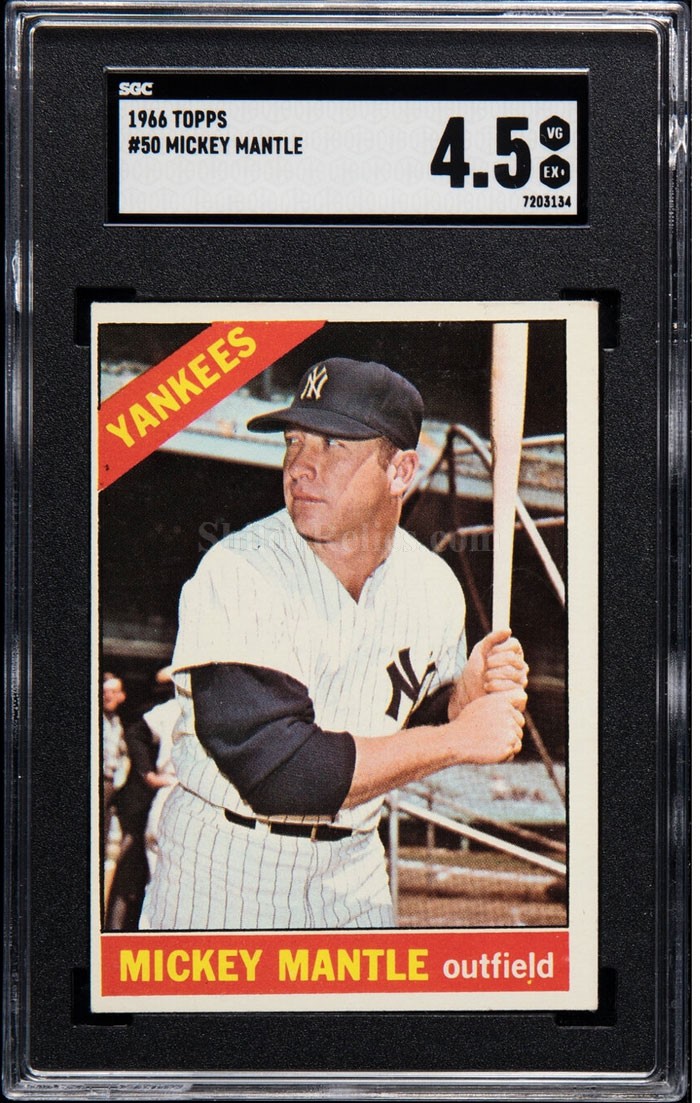 1966 Topps #50 Mickey Mantle New York Yankees Baseball Card Sgc 3 Vg