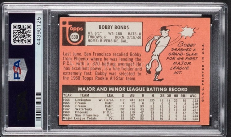 Bobby Bonds 1969 TOPPS ALL-STAR ROOKIE #630 SAN FRANCISCO GIANTS!